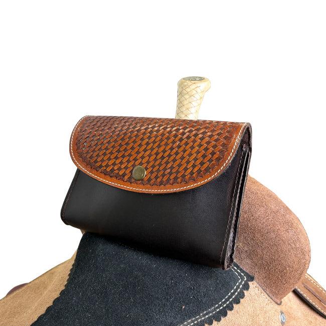Leather Pommel Pouch ~ Basketweave - Henderson's Western Store