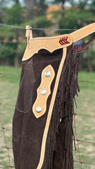 Chocolate Suede Chink W/Basket Tooling - Henderson's Western Store