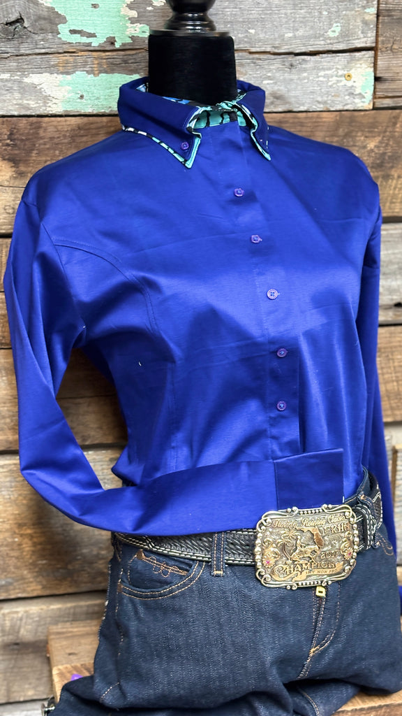 Double Collar Concealed Zipper Show Shirt - Royal Blue - Henderson's Western Store