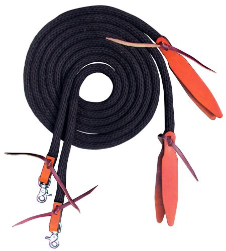 Braided Split Reins ~ Black - Henderson's Western Store