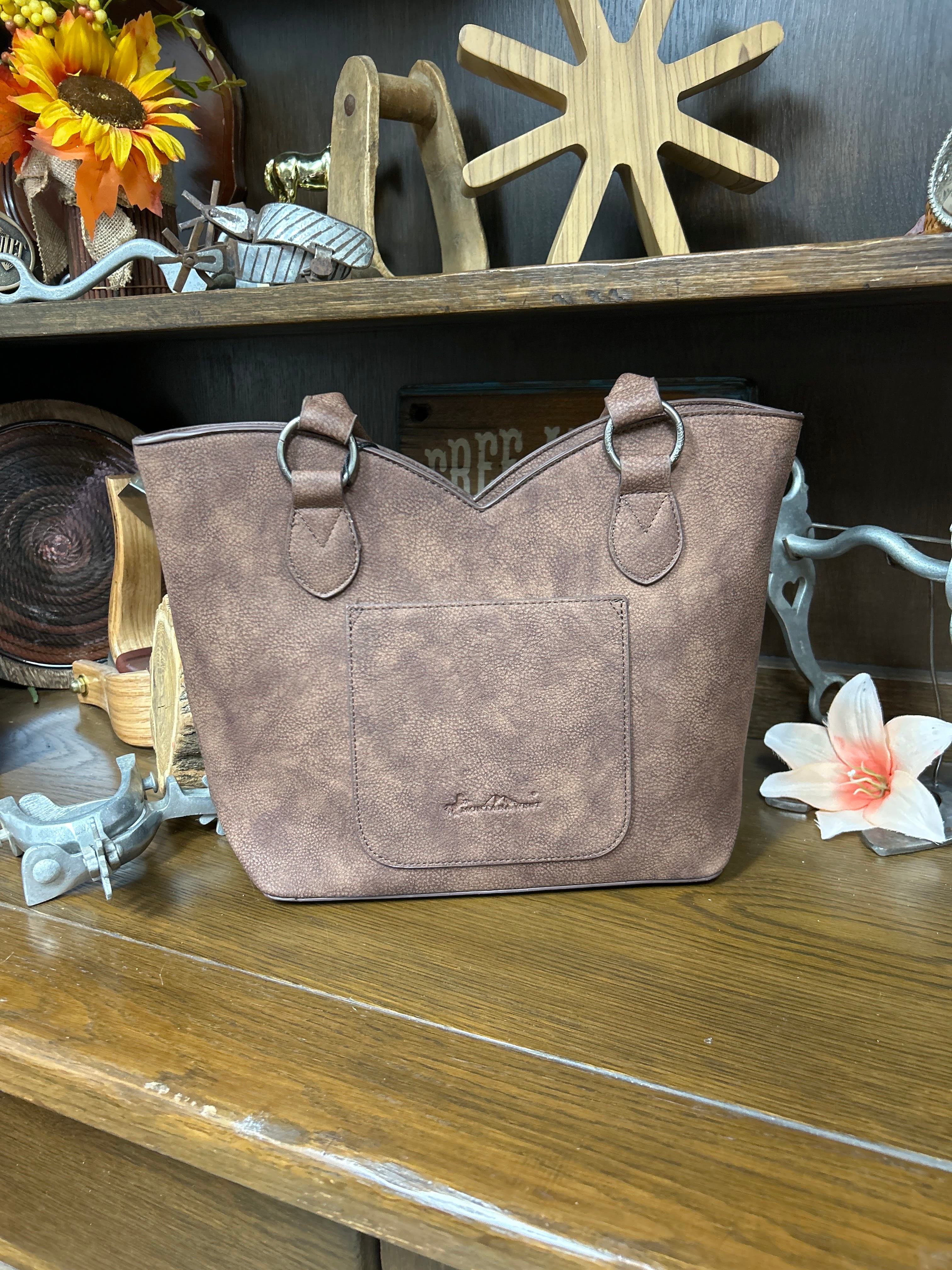 MW Tooled & Cowhide Whipstitch Tote Bag - Henderson's Western Store