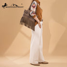 MW Embroidered Tote ~ Khaki - Henderson's Western Store