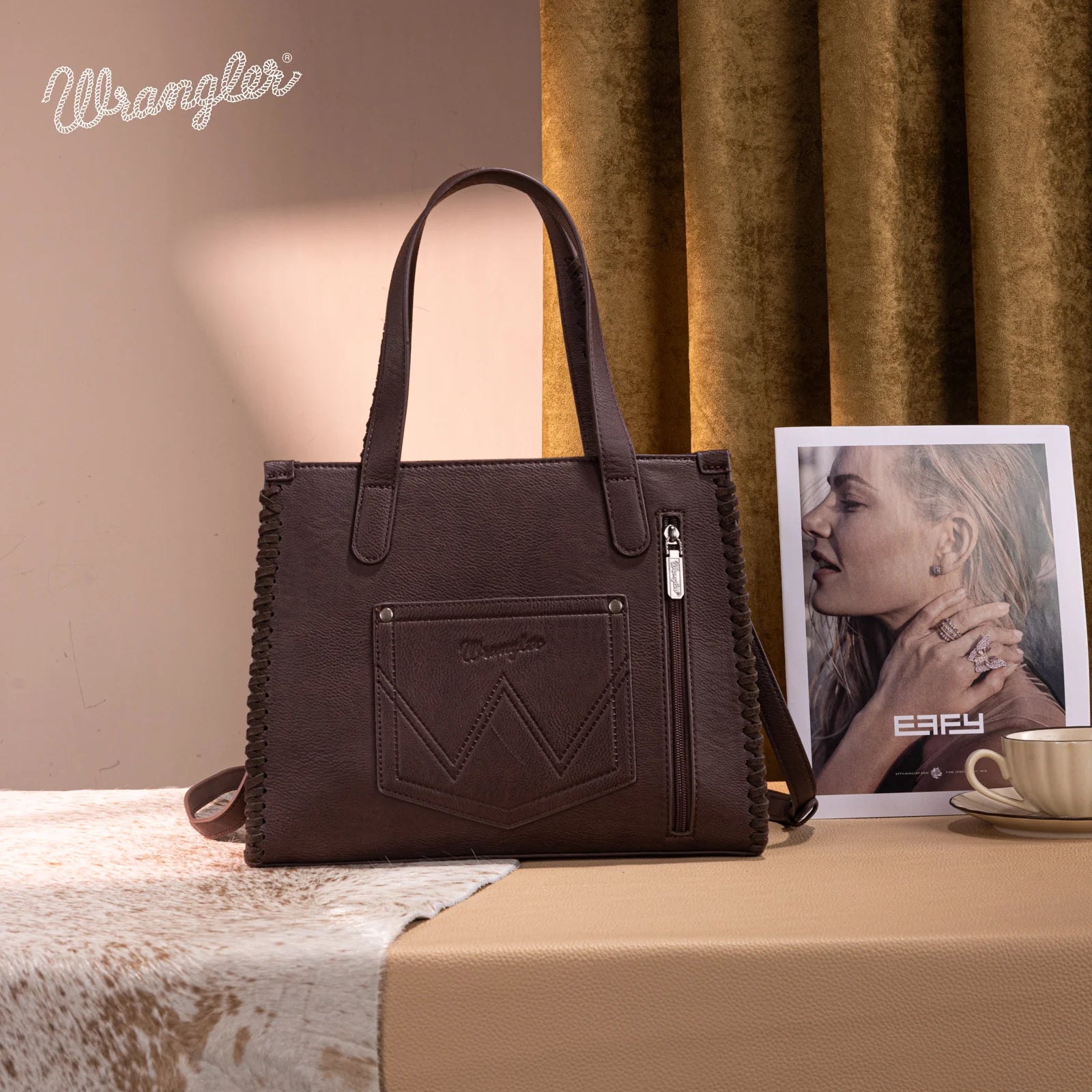 Wrangler Vintage Print Carry Satchel/Crossbody ~ Pink - Henderson's Western Store