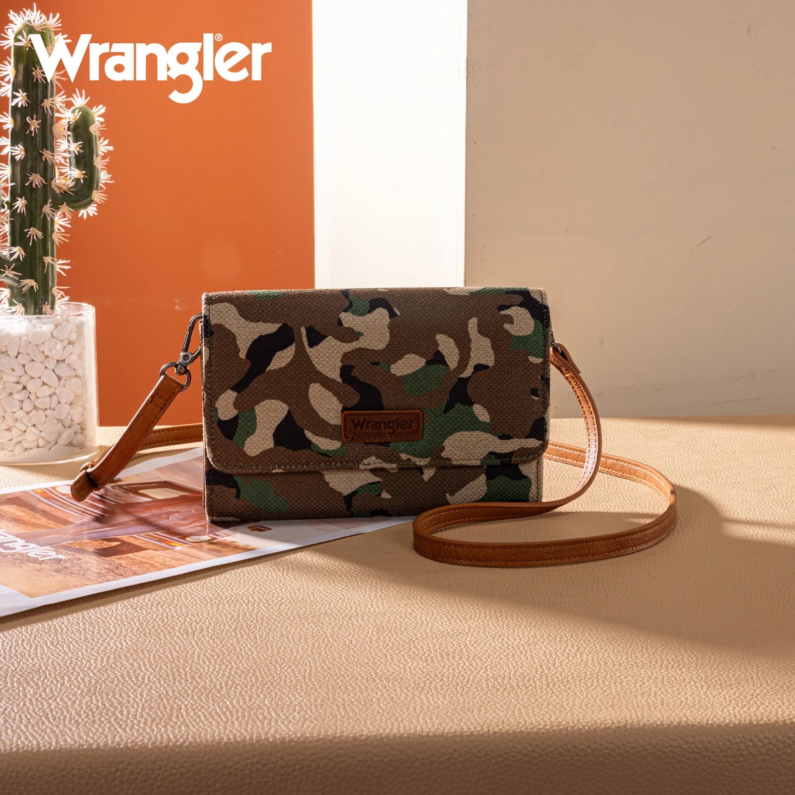 Wrangler Camo Print Canvas Clutch/Crossbody - Green - Henderson's Western Store