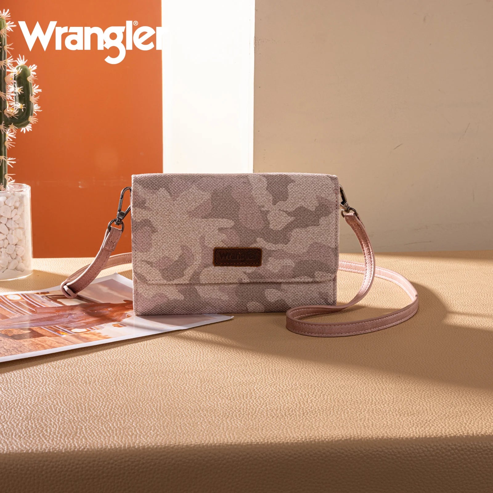 Wrangler Camo Print Canvas Clutch/Crossbody - Pink - Henderson's Western Store
