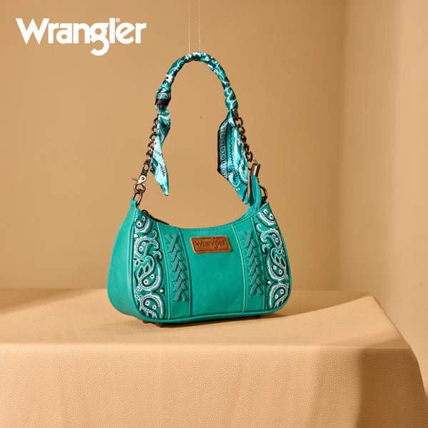 Wrangler Bandana Paisley Print Shoulder Bag/ Crossbody - Turquoise - Henderson's Western Store