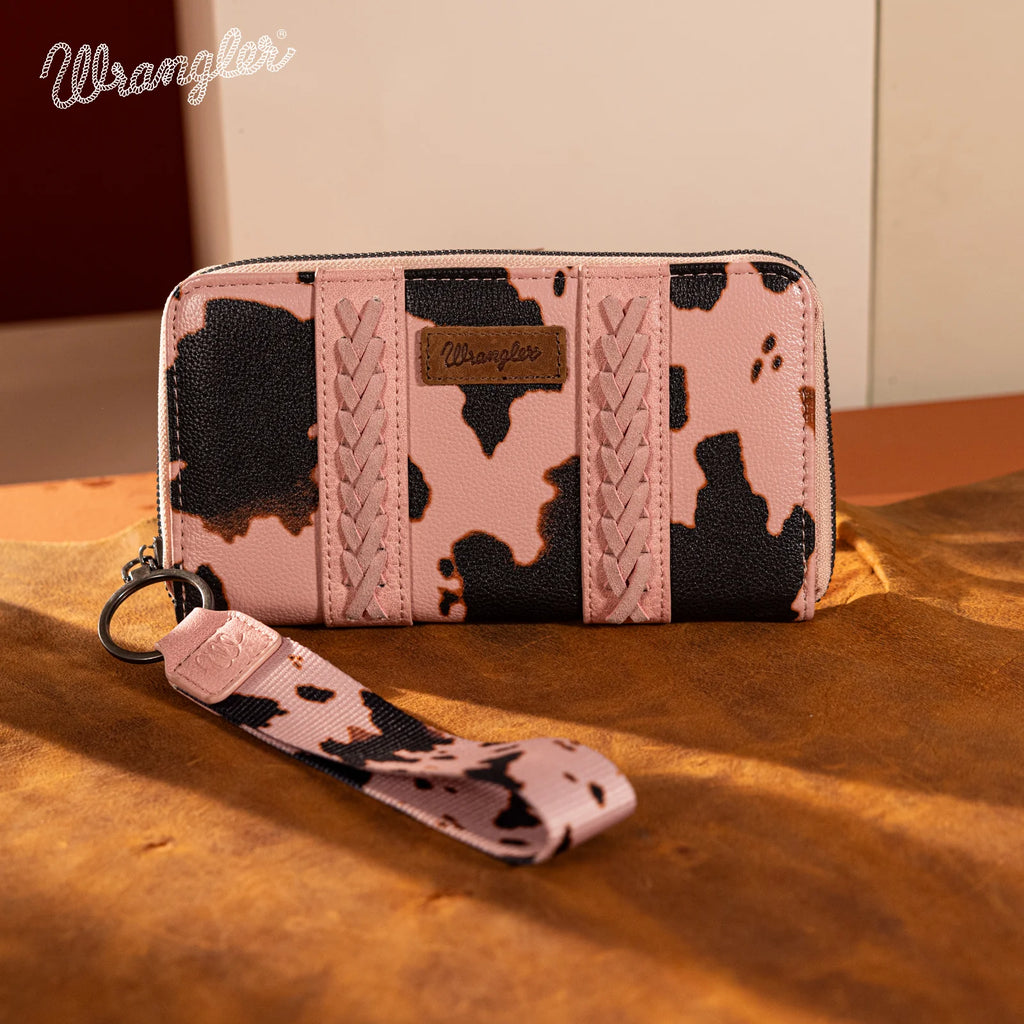 Wrangler Cow Print Wallet ~ Pink - Henderson's Western Store