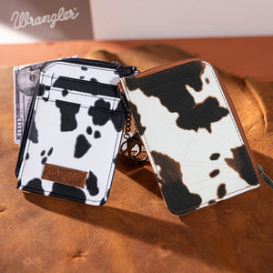 Load image into Gallery viewer, Wrangler Cow Print Mini Zip Card - Henderson&#39;s Western Store