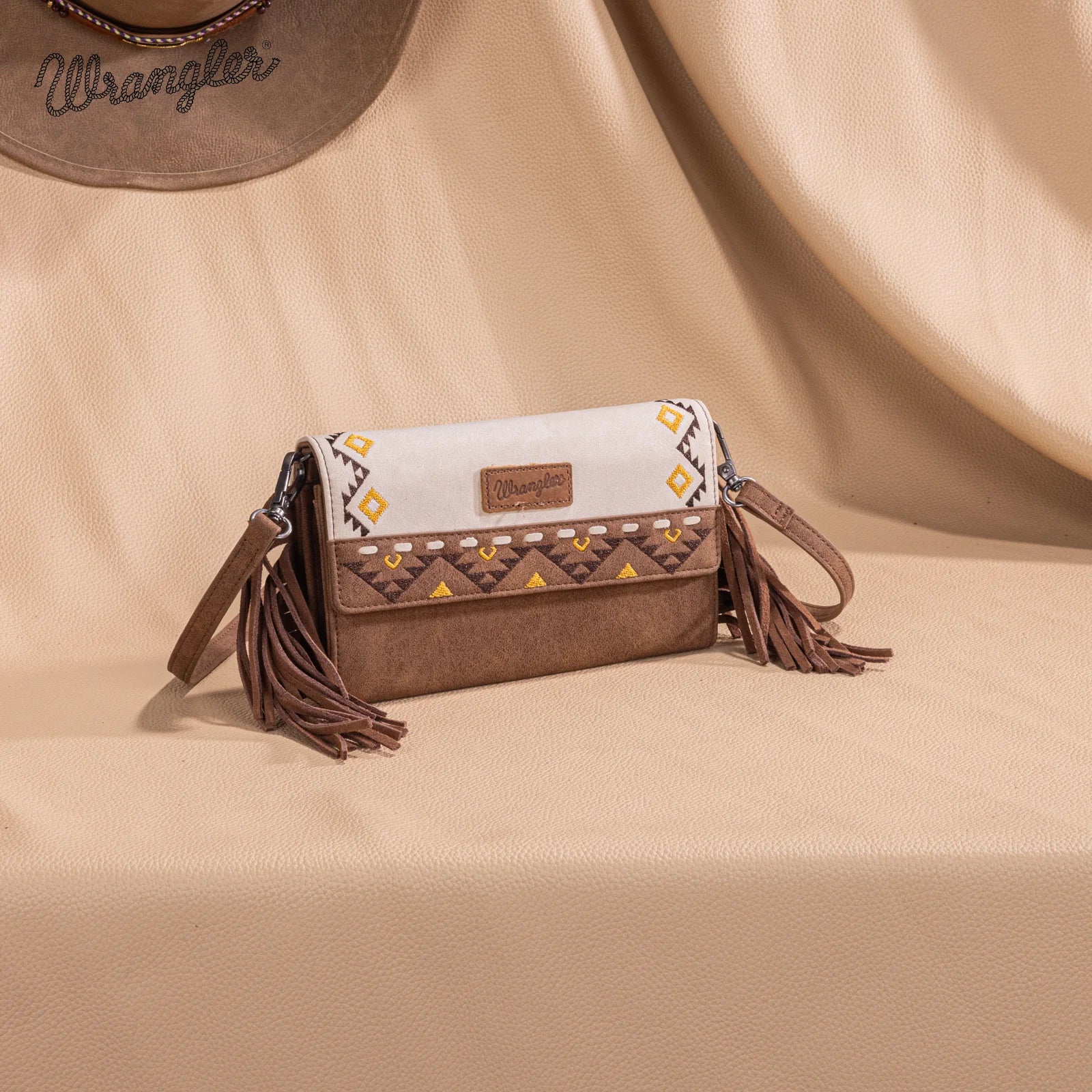 Wrangler Aztec Embroidered Wallet ~ Beige - Henderson's Western Store