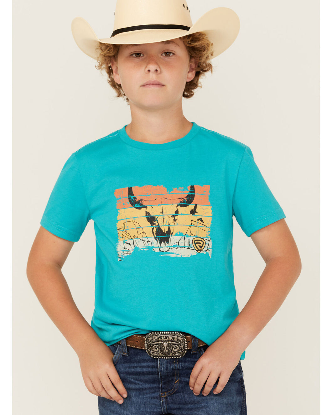 Boy's Graphic Tee by Rock & Roll ~ Turquoise - Henderson's Western Store