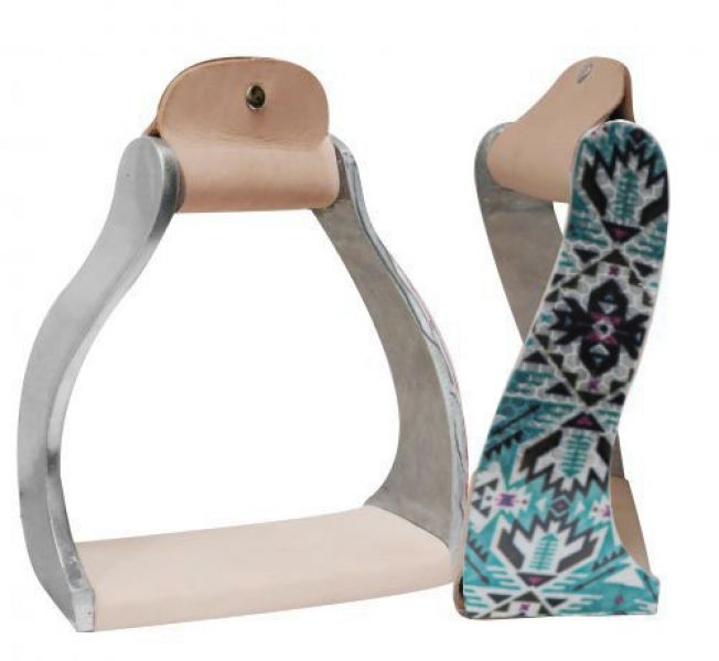 Aluminum Stirrup ~ Teal Aztec - Henderson's Western Store