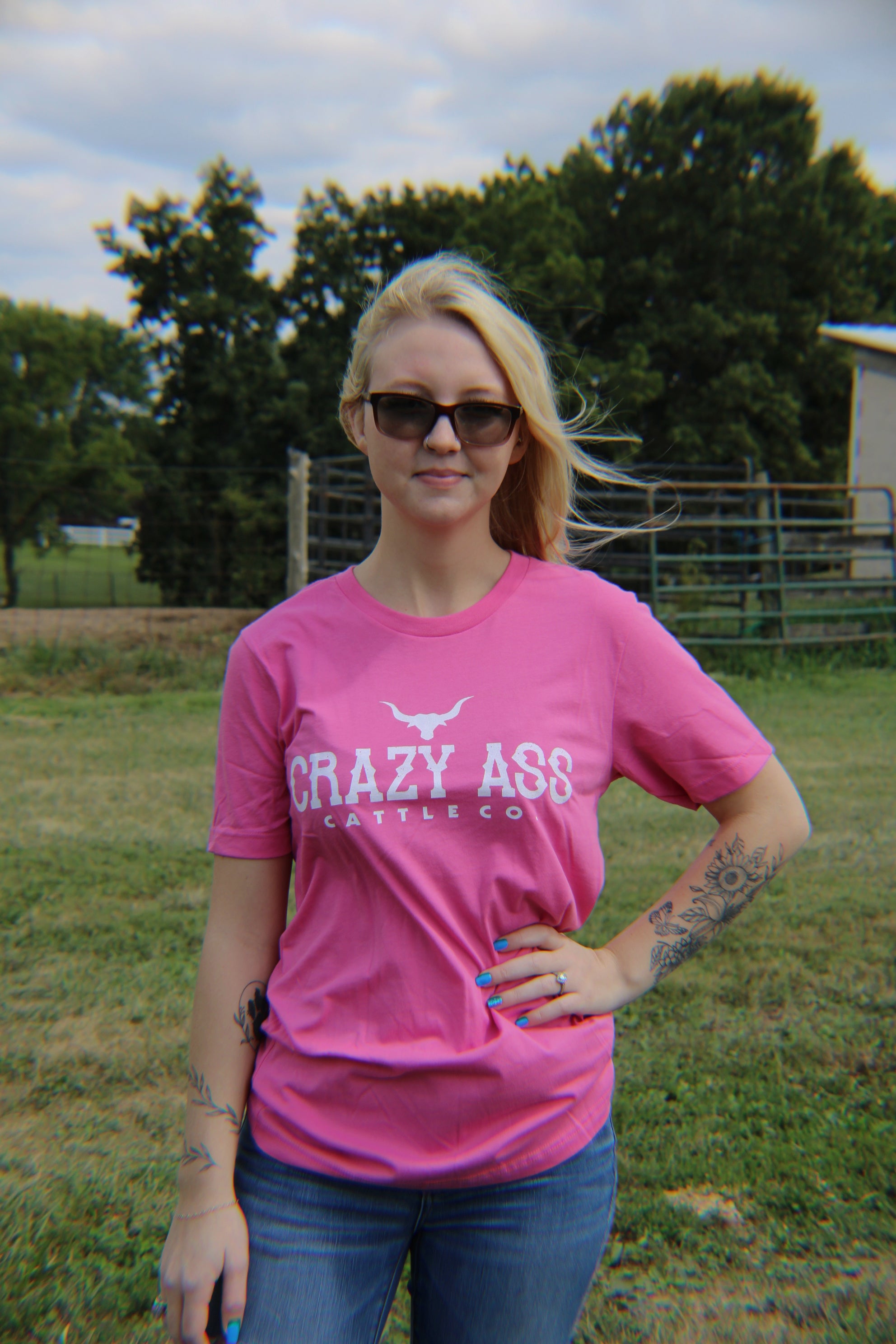 Crazy A** Cattle Co. Tee ~ Pink - Henderson's Western Store