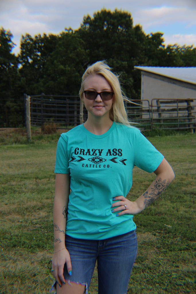 Crazy A** Cattle Co. Tee ~ Turquoise