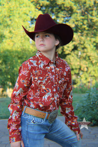 Load image into Gallery viewer, Girls Wrangler Horse Print Shirt