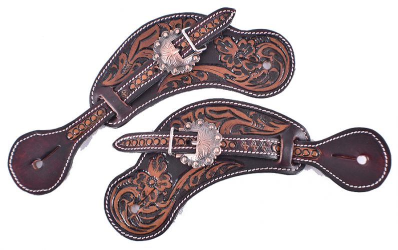 Floral Tooled Spur Straps