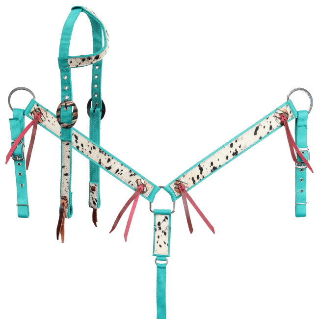 Speckled Teal Nylon One Ear Headstall Set - Henderson's Western Store