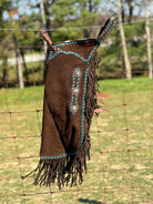 Chocolate Suede Chink W/Turquoise Buckstitch - Henderson's Western Store