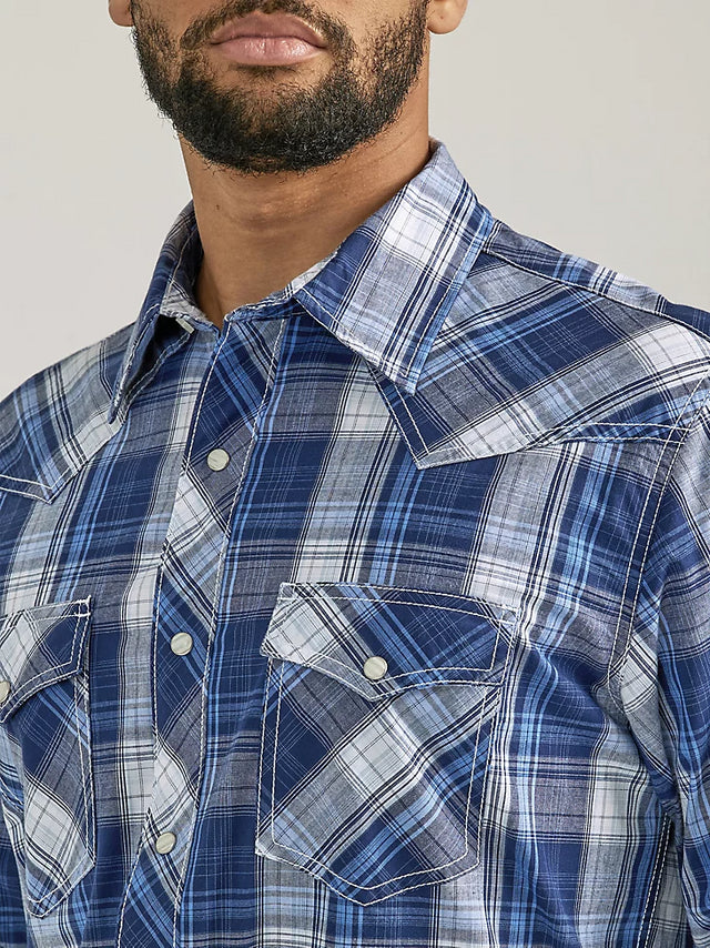 Men's Wrangler 20X Plaid ~ Blue - Henderson's Western Store