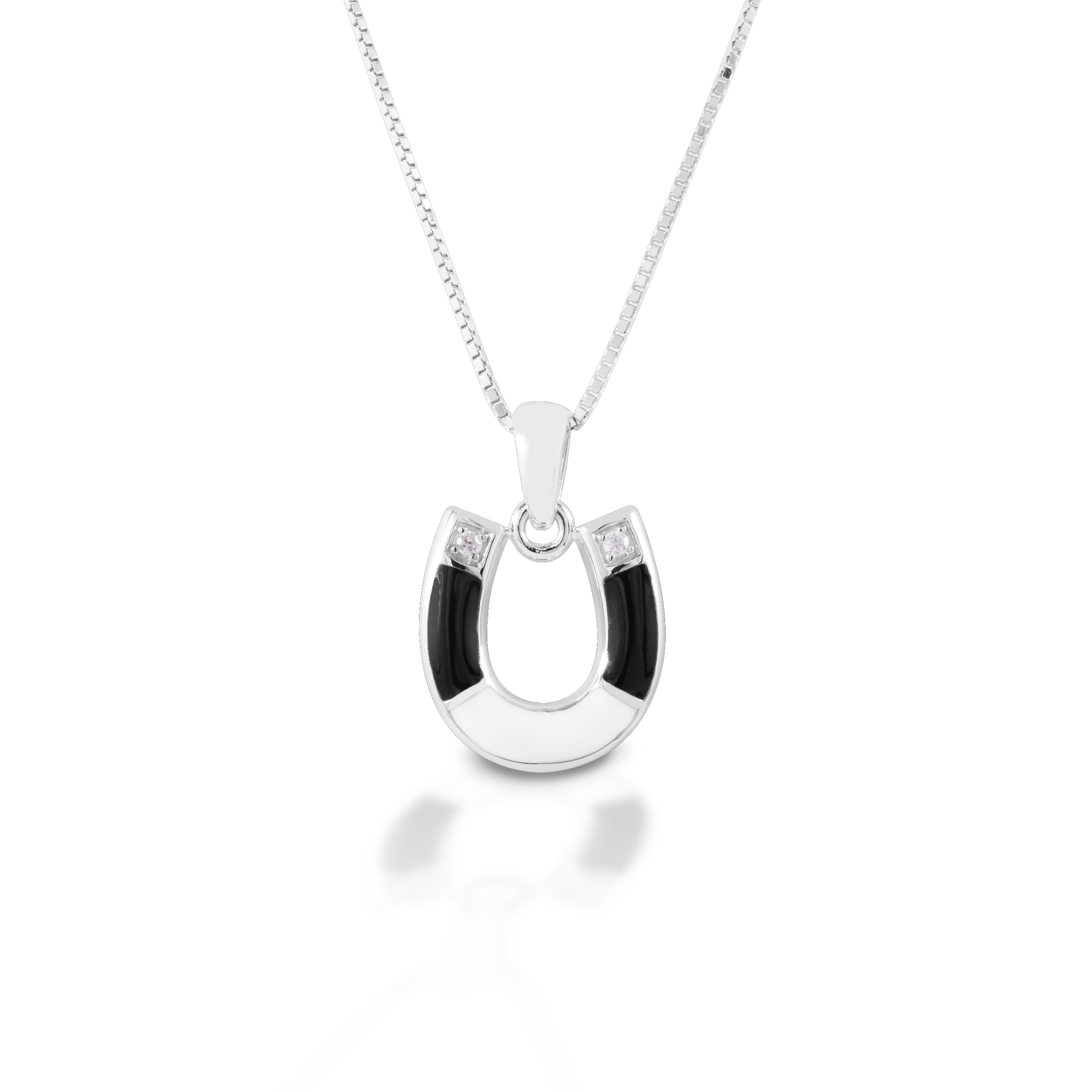 KELLY HERD BLACK & WHITE HORSESHOE NECKLACE - STERLING SILVER - Henderson's Western Store