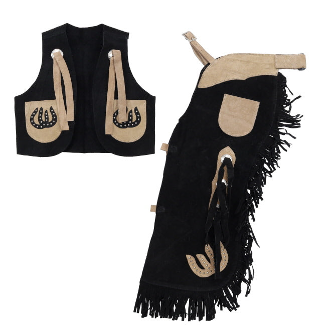 Youth Suede Chap & Vest Set ~ Horseshoe Design