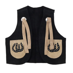 Load image into Gallery viewer, Youth Suede Chap &amp; Vest Set ~ Horseshoe Design