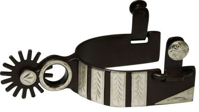 Antique Brown W/Sivler Overlays Spurs - Henderson's Western Store