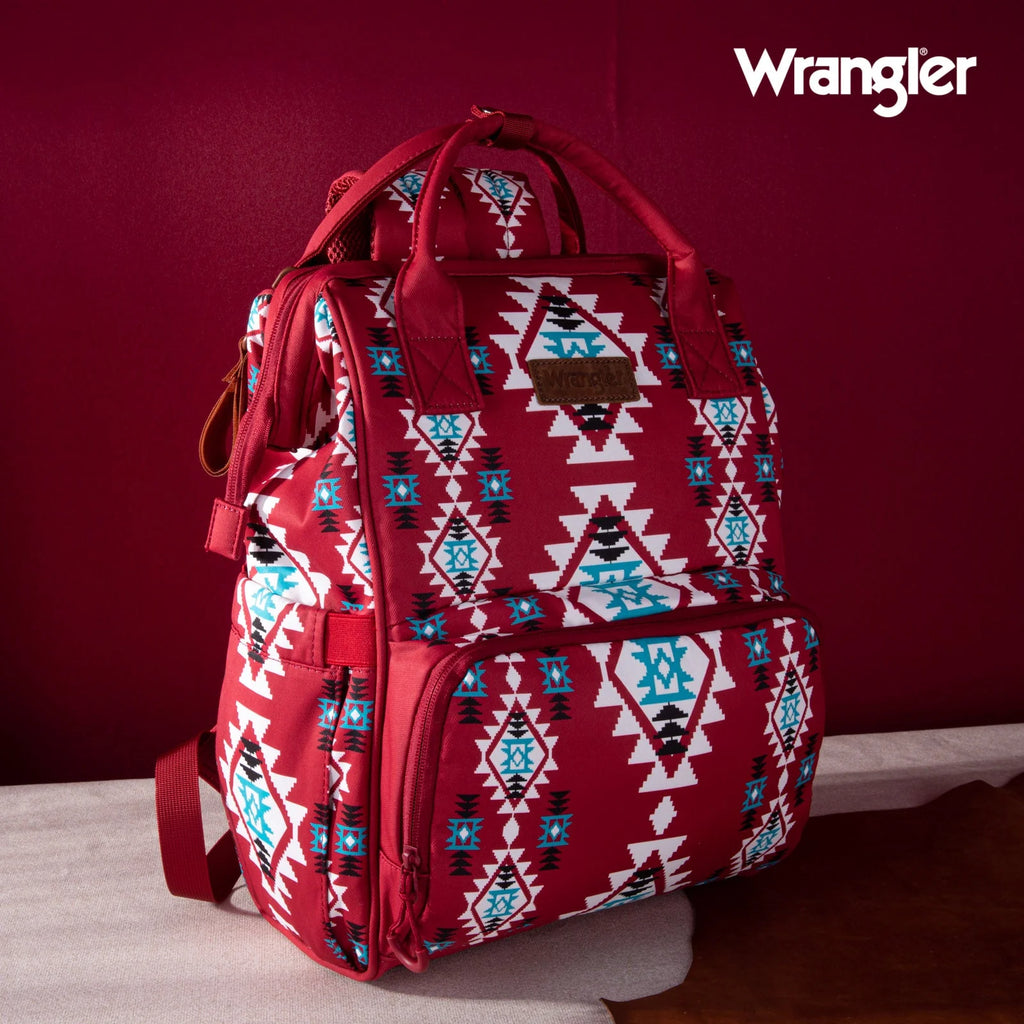 Wrangler Aztec Printed Callie Backpack ~ Burgundy - Henderson's Western Store