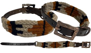 Corded Leather Dog Collar ~ Tan - Henderson's Western Store