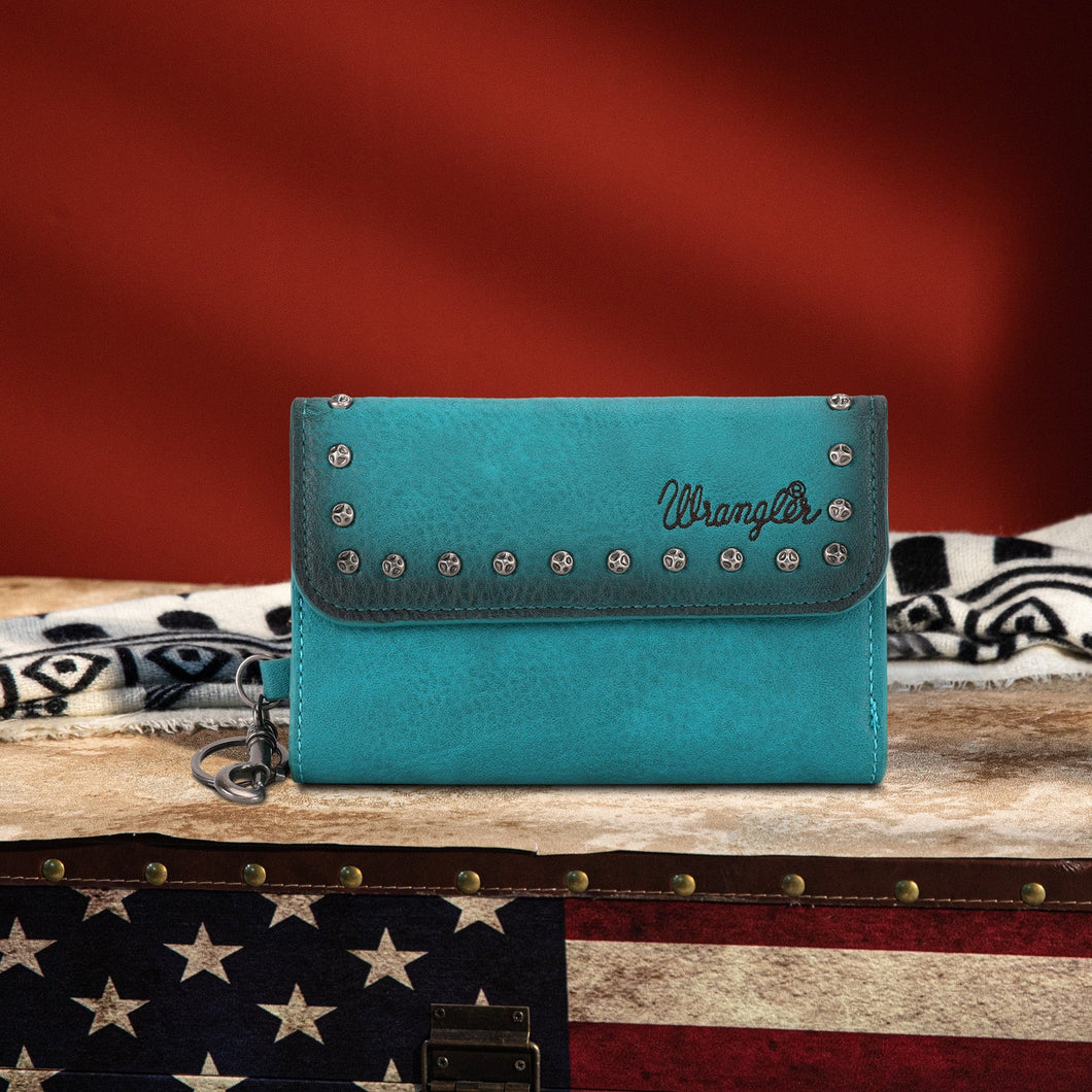 Wrangler Tri-fold Key-Chain Wallet ~ Turquoise - Henderson's Western Store