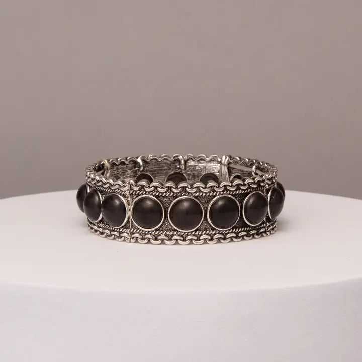 Western Bezel Set Cabochon Stretch Bracelet - Henderson's Western Store