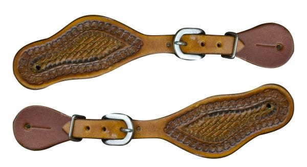 Leather Basket Weave Spur Strap ~ Youth - Henderson's Western Store