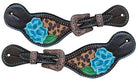 Leather Spur Strap W/Blue Flower - Henderson's Western Store