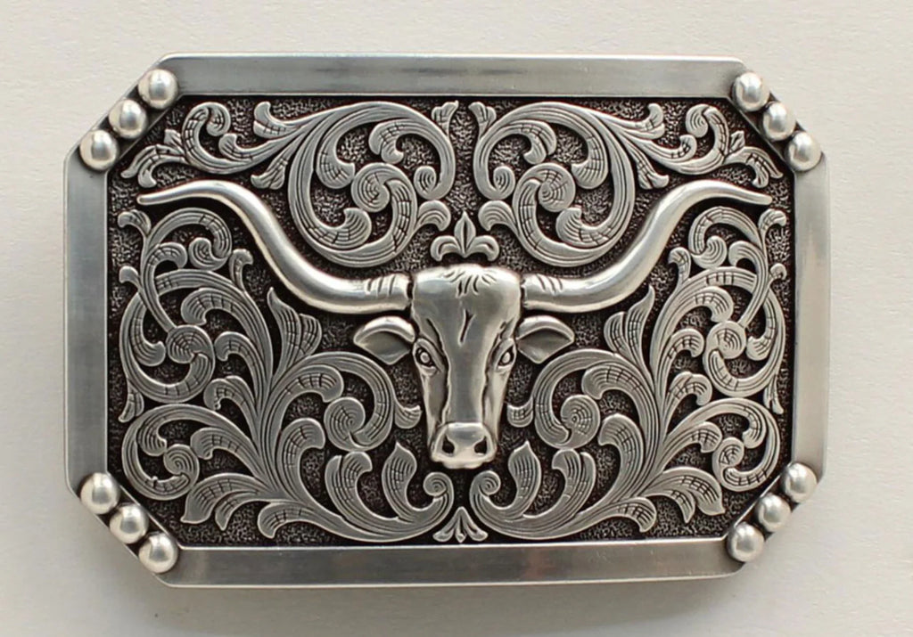 Longhorn Belt Buckle ~ Square - Henderson's Western Store