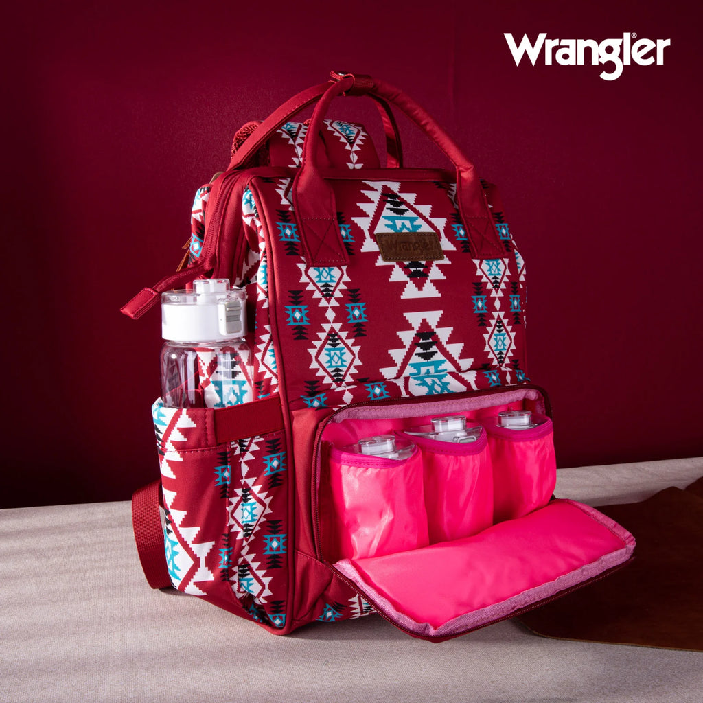 Wrangler Aztec Printed Callie Backpack ~ Burgundy - Henderson's Western Store