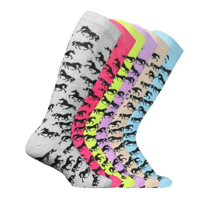 "Lila" Galloping Horse Knee Socks