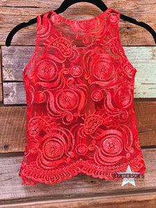 Load image into Gallery viewer, Red Lace Youth &quot;Mini&quot; Show Vest - Henderson&#39;s Western Store