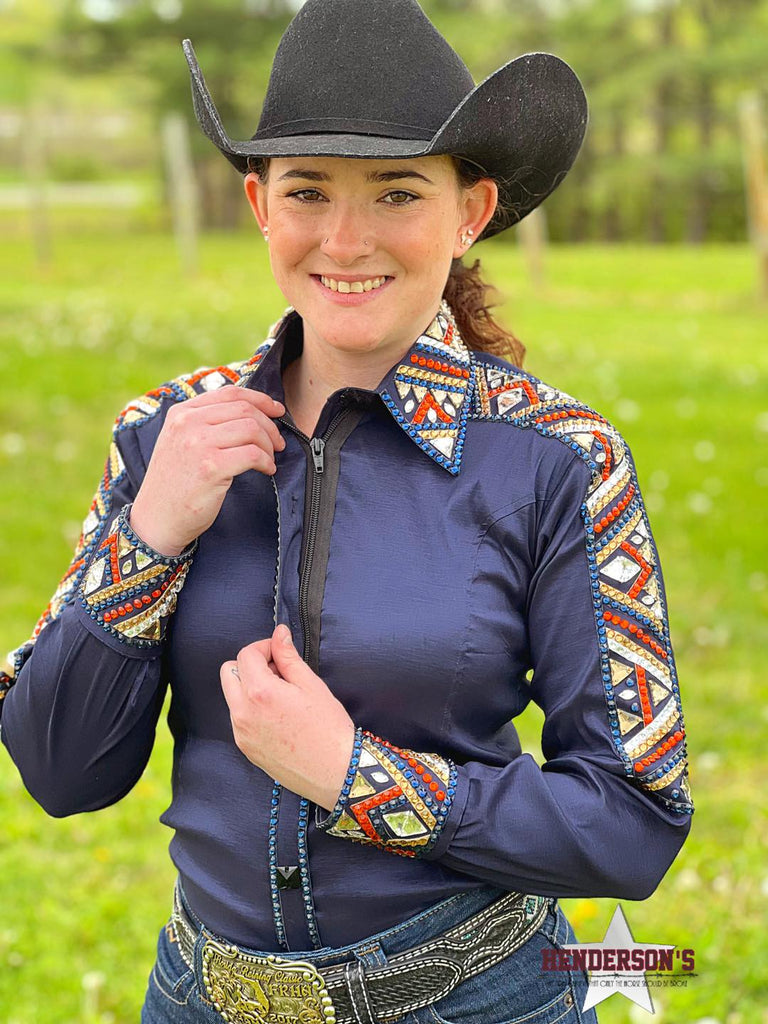 Conceal Zipper Show Shirt ~ Navy - Henderson's Western Store