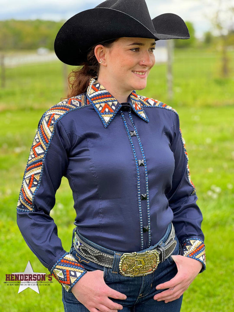 Conceal Zipper Show Shirt ~ Navy - Henderson's Western Store