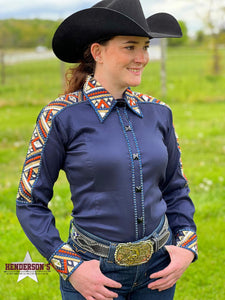 Load image into Gallery viewer, Conceal Zipper Show Shirt ~ Navy - Henderson&#39;s Western Store