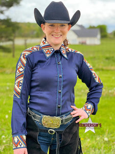 Load image into Gallery viewer, Conceal Zipper Show Shirt ~ Navy - Henderson&#39;s Western Store