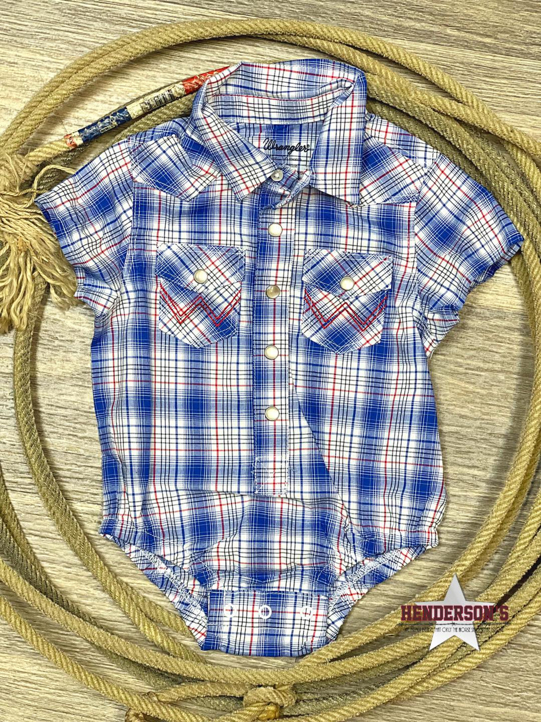 Wrangler Baby Bodysuit ~ Blue Plaid - Henderson's Western Store