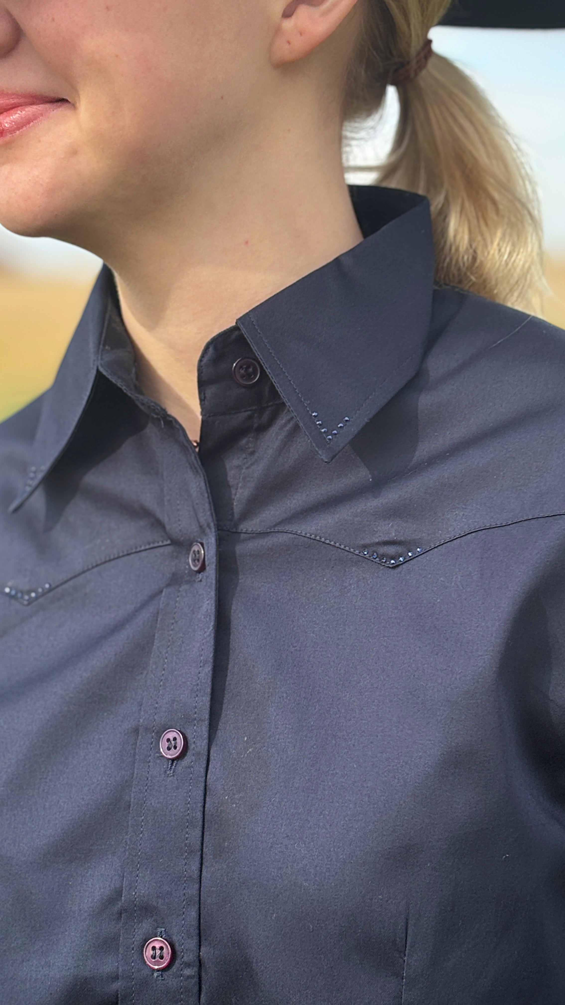 Sateen Solid Shirts ~ Navy - Henderson's Western Store
