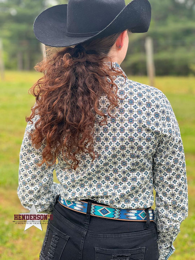 Ladies Cinch  ~ Cream Print - Henderson's Western Store