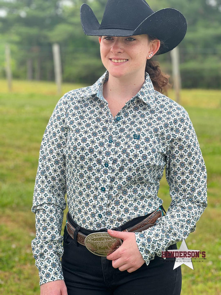 Ladies Cinch  ~ Cream Print - Henderson's Western Store