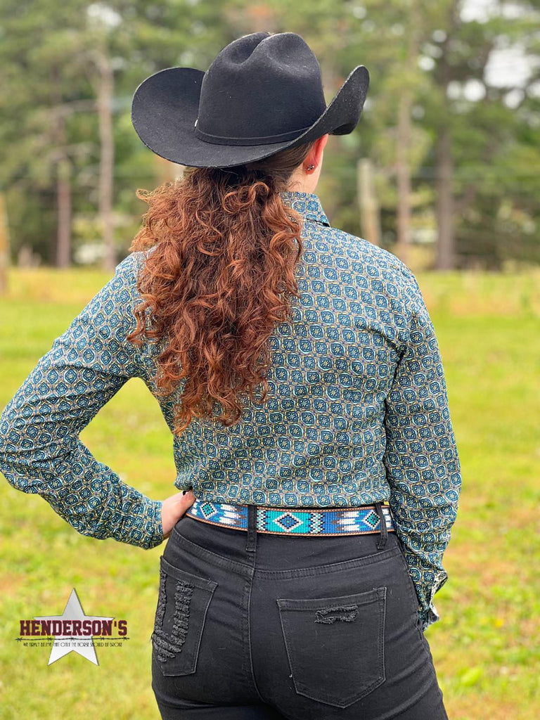 Ladies Cinch  ~ Teal Print - Henderson's Western Store