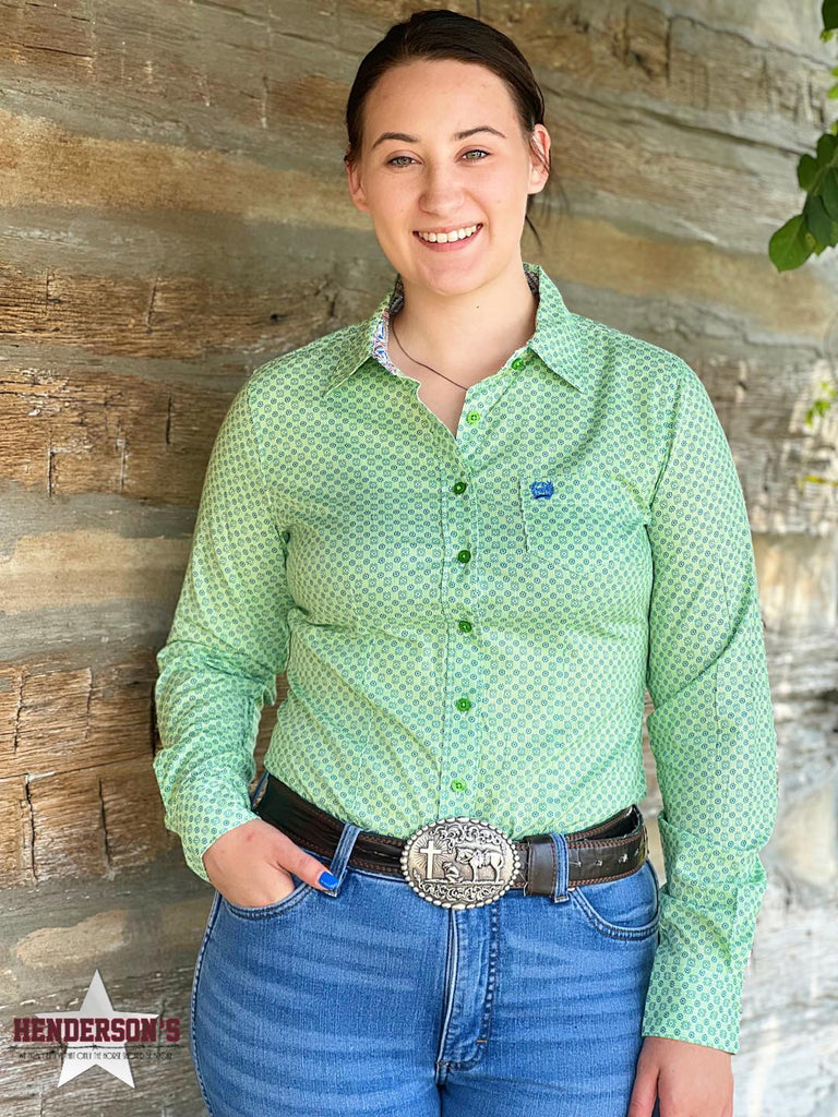 Ladies Cinch  ~ Green Geo Print - Henderson's Western Store