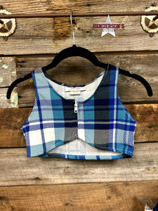 Load image into Gallery viewer, Blue Plaid &quot;Mini&quot;  Youth Bolero - Henderson&#39;s Western Store