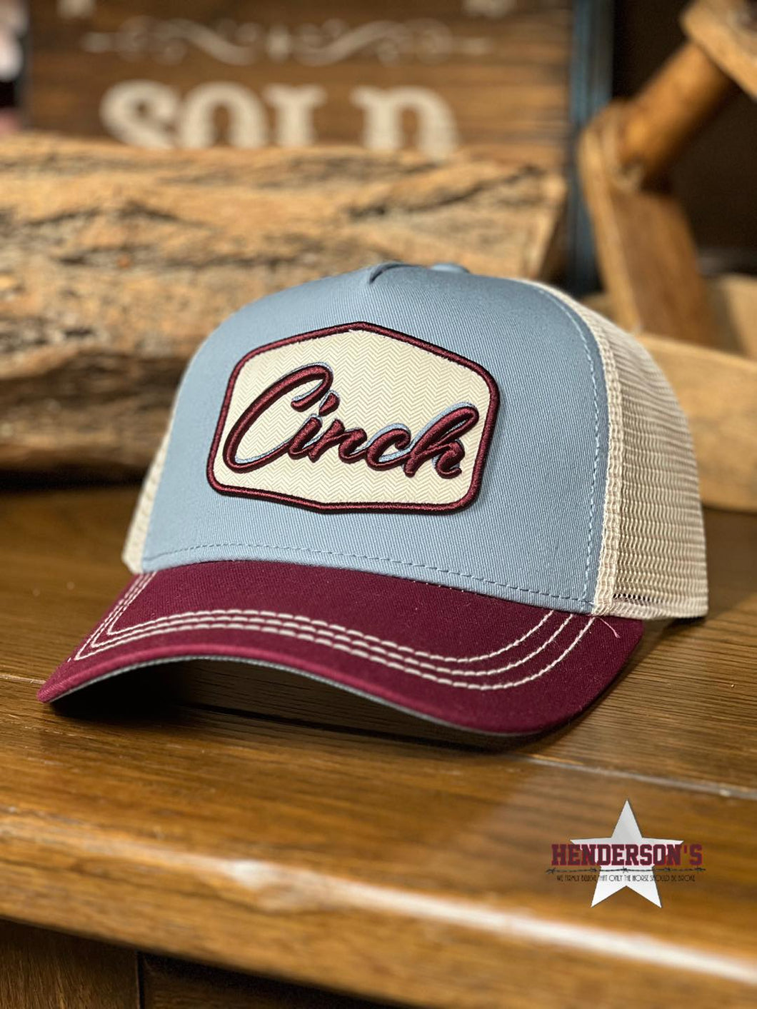 Ladies Cinch Ball Cap ~ Maroon/Grey - Henderson's Western Store