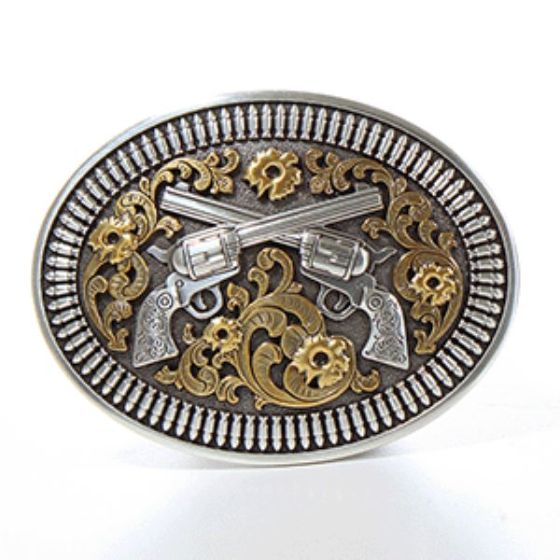 Double Pistols Belt Buckle - Henderson's Western Store