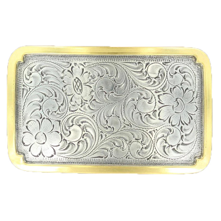 Square Scroll Belt Buckle ~ Gold Trim - Henderson's Western Store